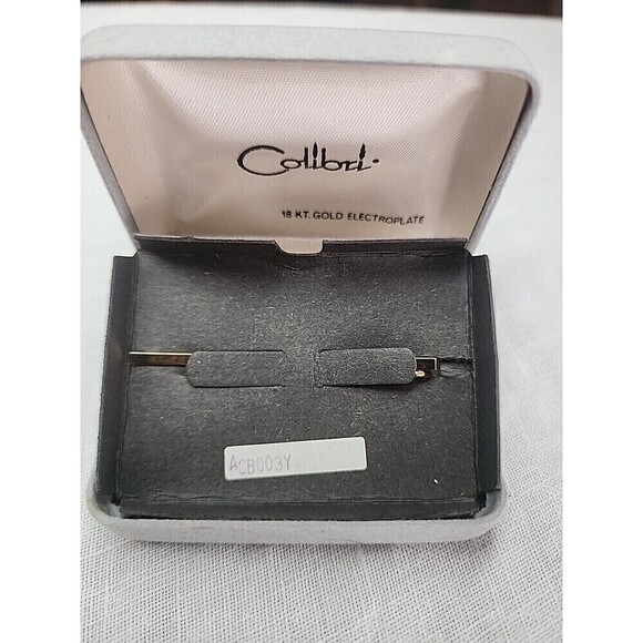 Vintage Colibri 18 KT Gold Electroplate Men's Tie Bar. New in Box! - Picture 2 of 2